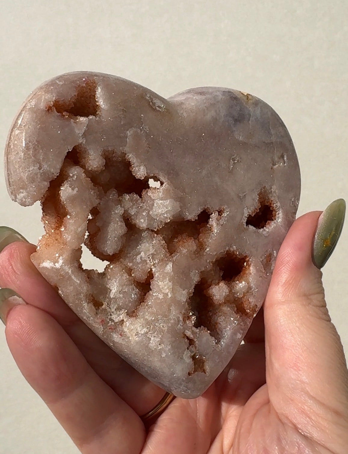 Druzy Pink Heart Amethyst