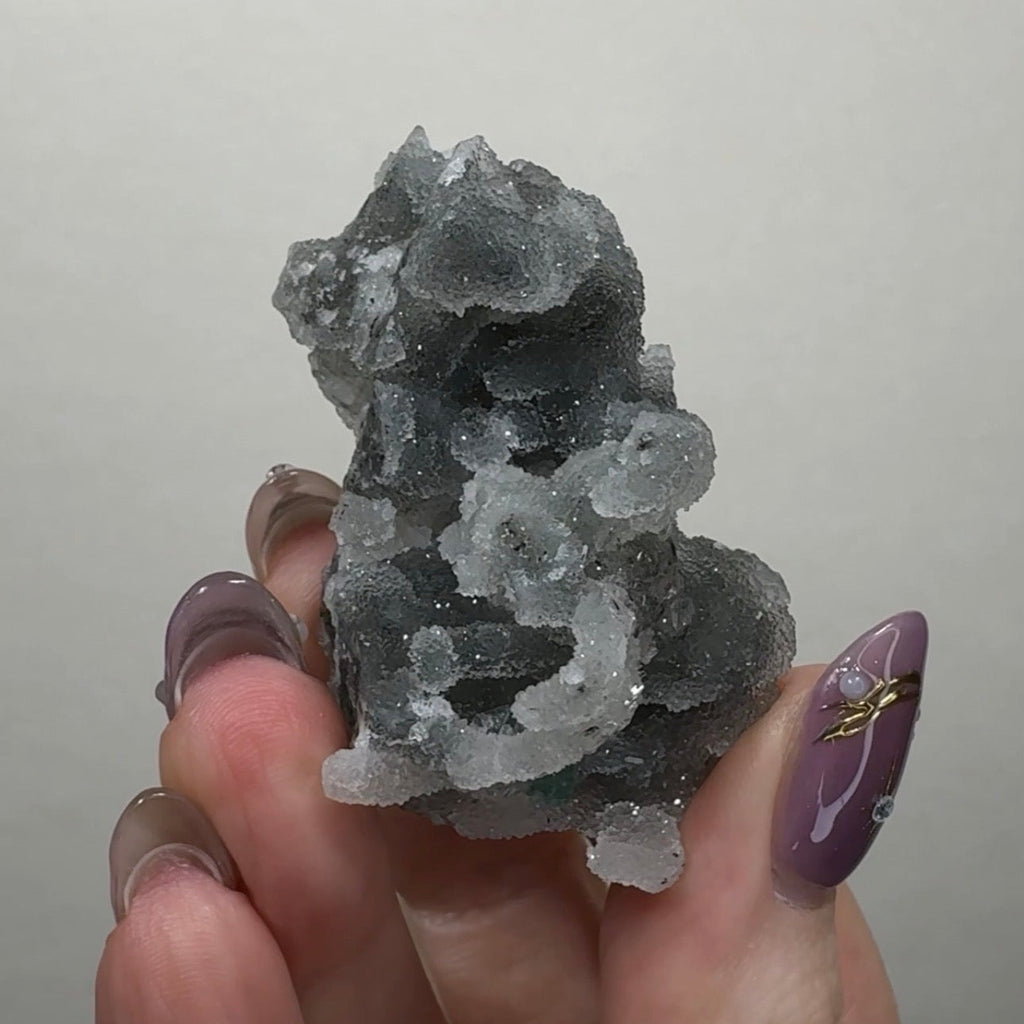 Black Chalcedony with Green Apophyllite