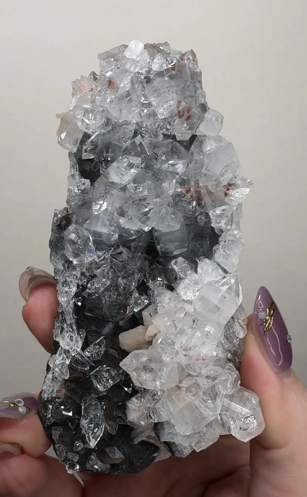 Diamond Apophyllite on Black Chalcedony with Heulandite | BDM