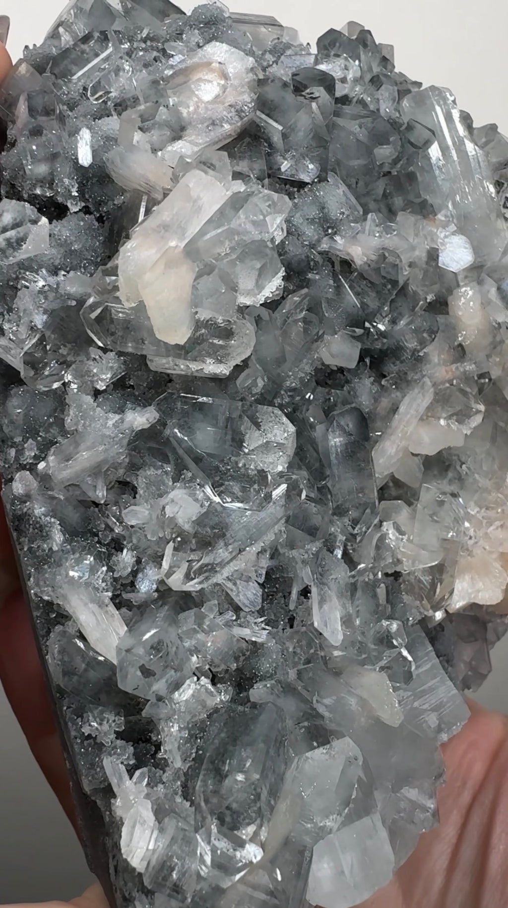 Apophyllite on Black Chalcedony | BDA