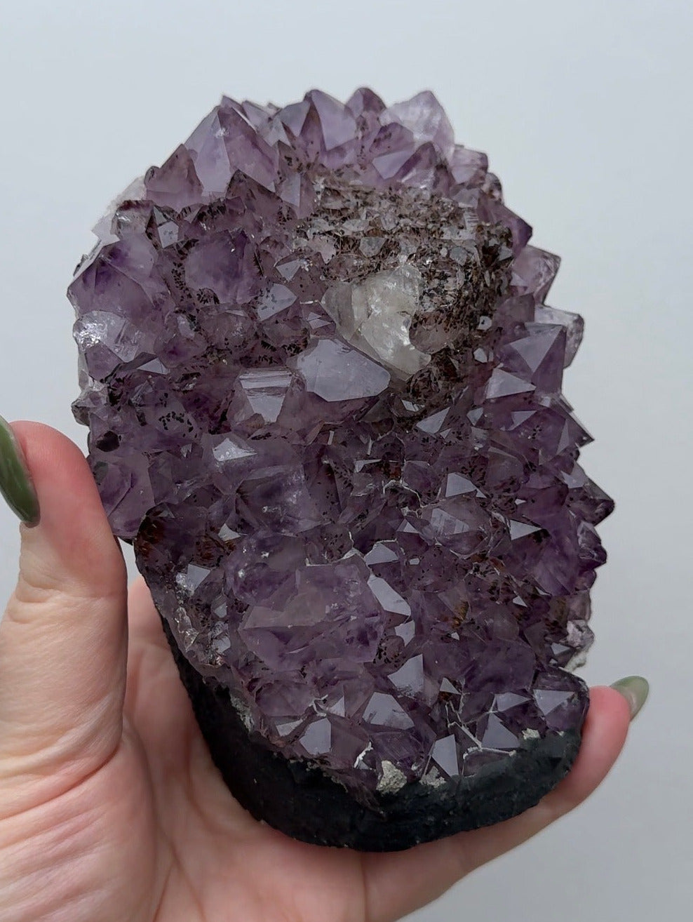 Purple Amethyst Cutbase with Calcite