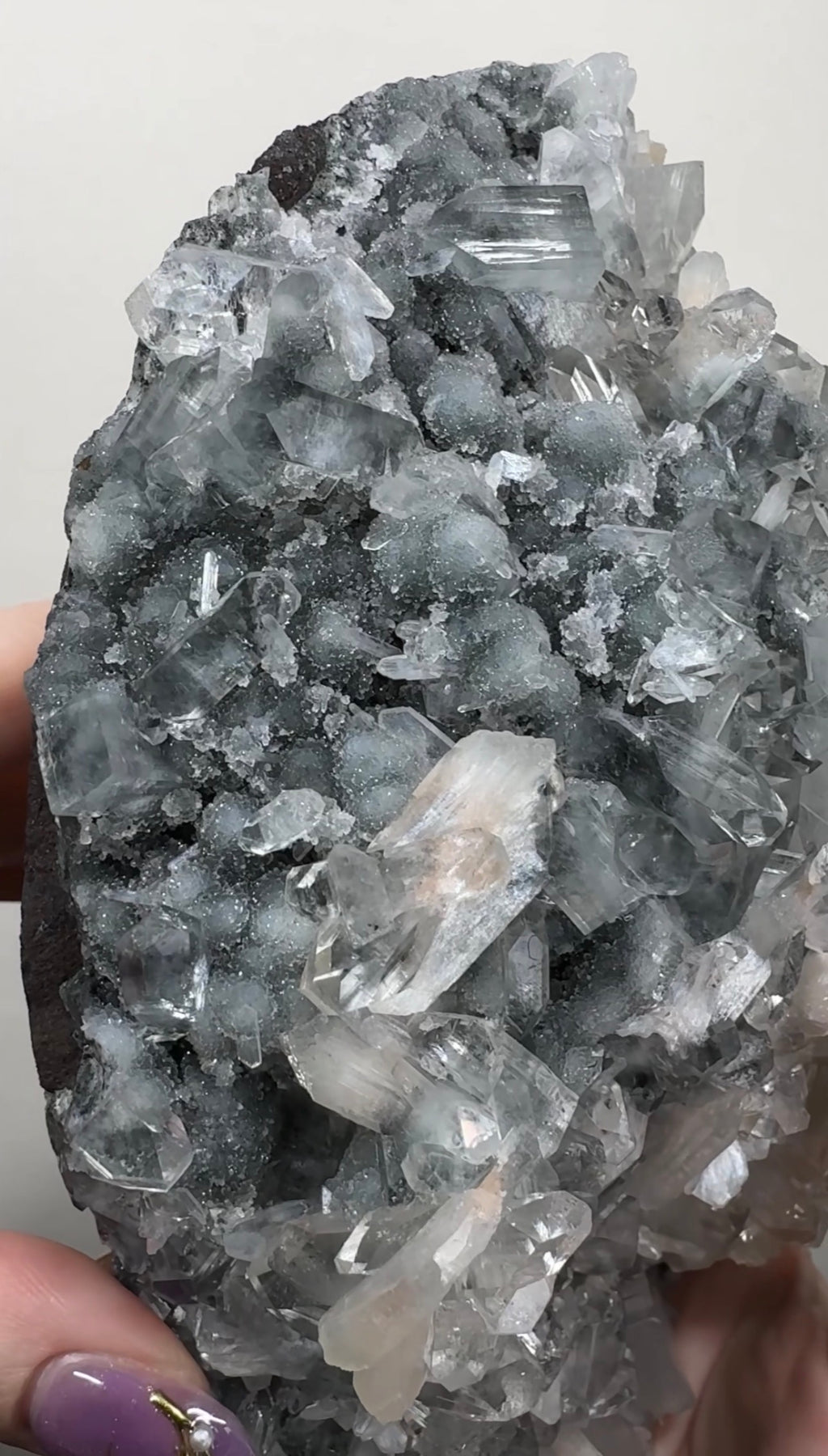 Apophyllite on Black Chalcedony | BDA
