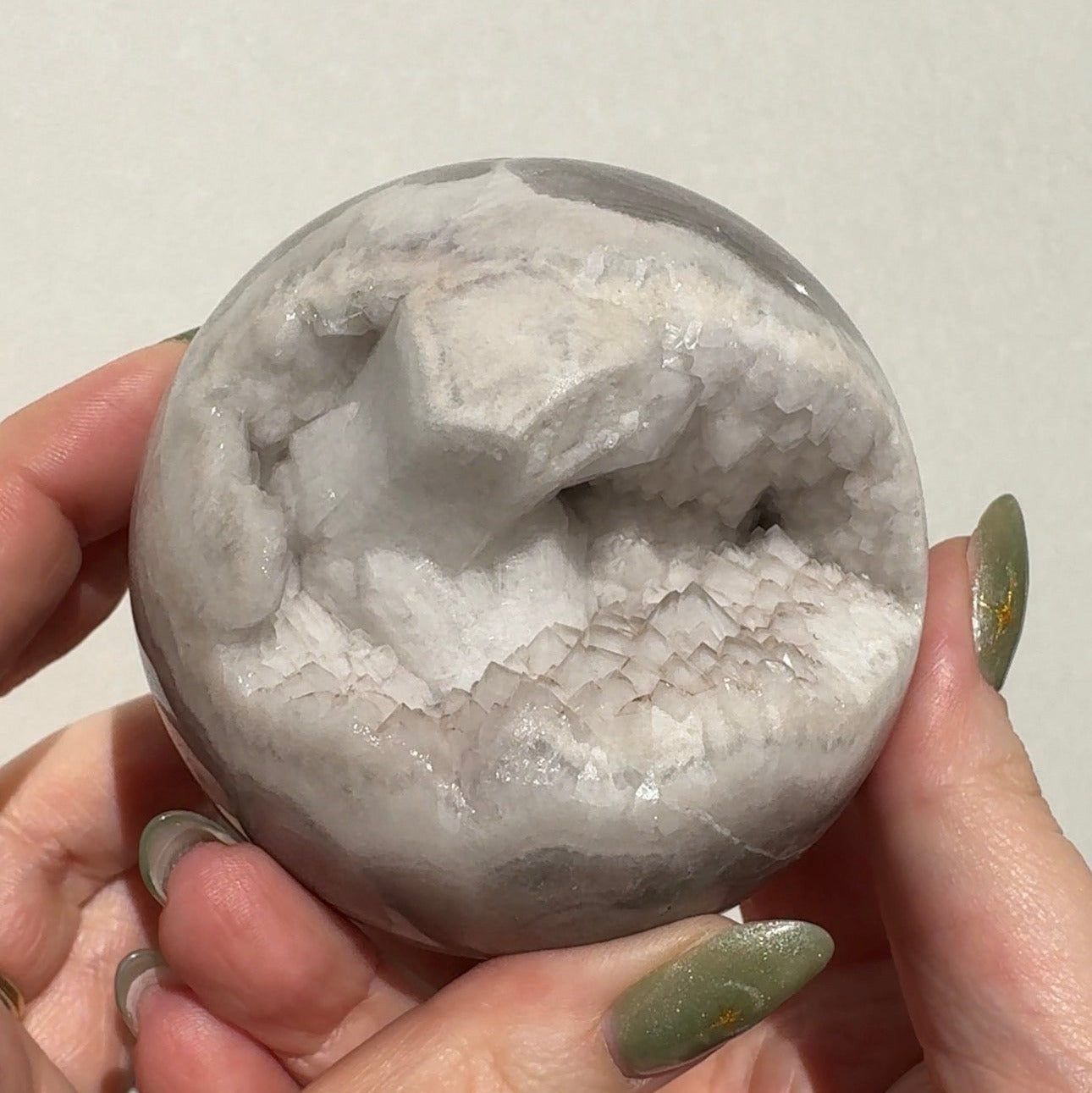 Druzy White Quartz Agate Sphere