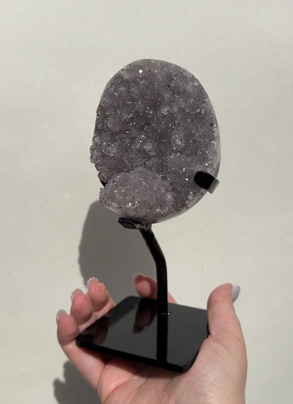 Druzy Uruguay Rainbow Amethyst on stand