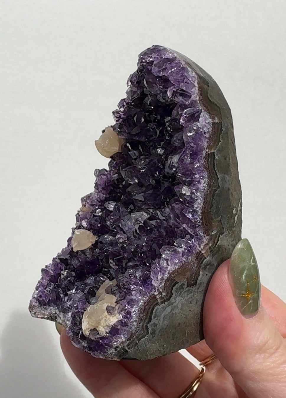 Uruguay Purple Amethyst Cutbase with Calcite