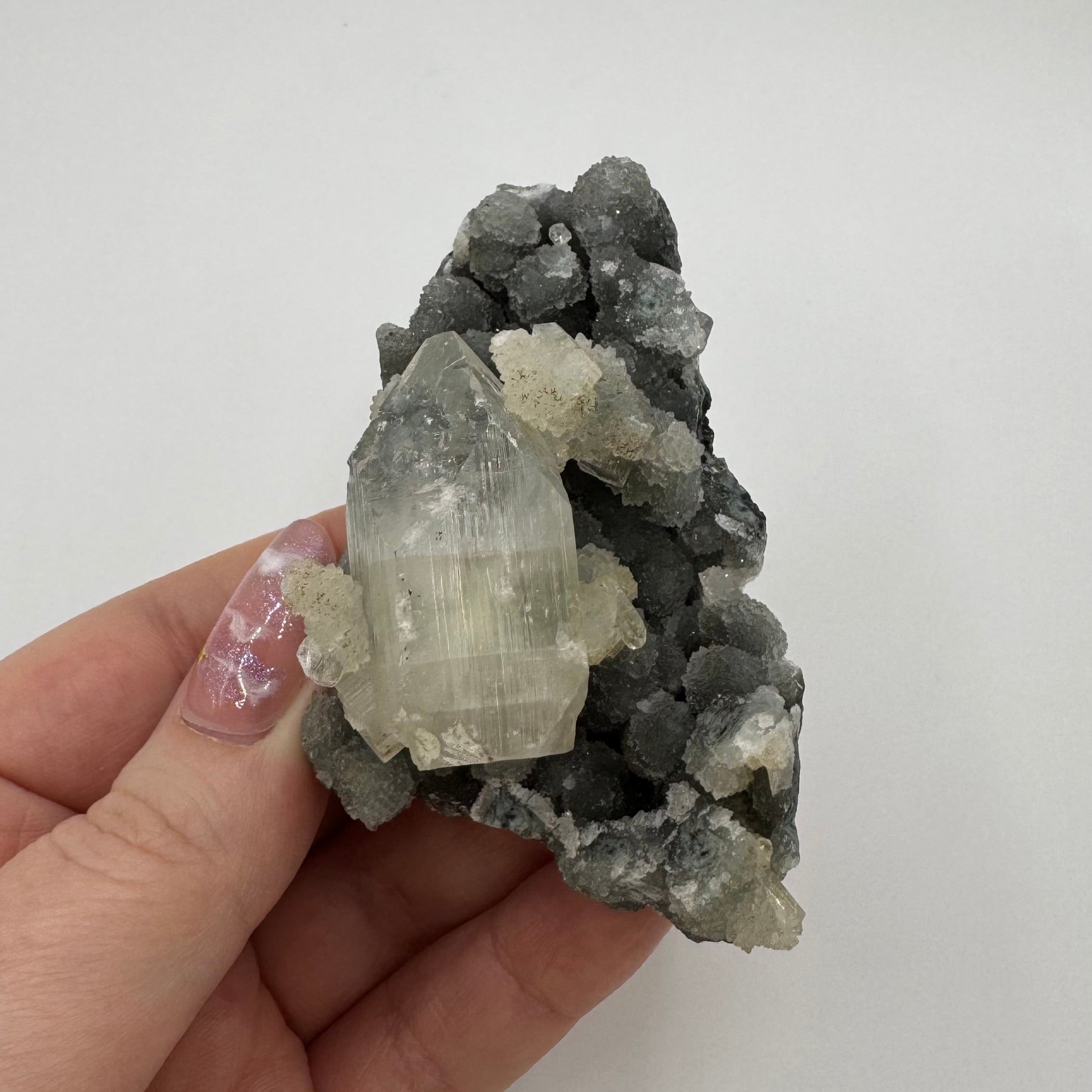 Black Chalcedony with Apophyllite