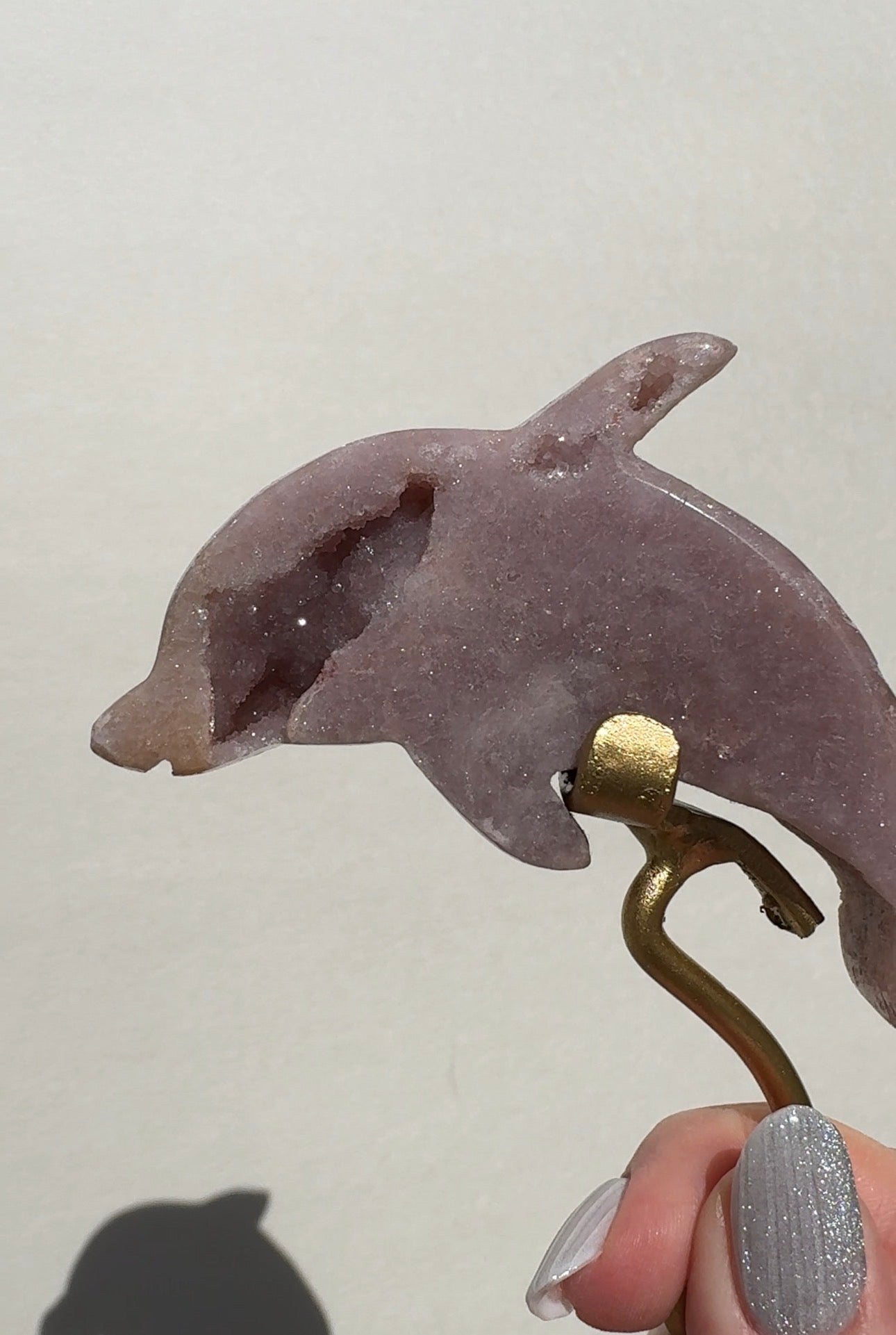 Druzy Pink Amethyst Dolphin