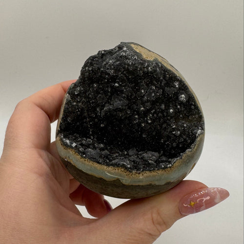 Black Amethyst Half Sphere Cutbase