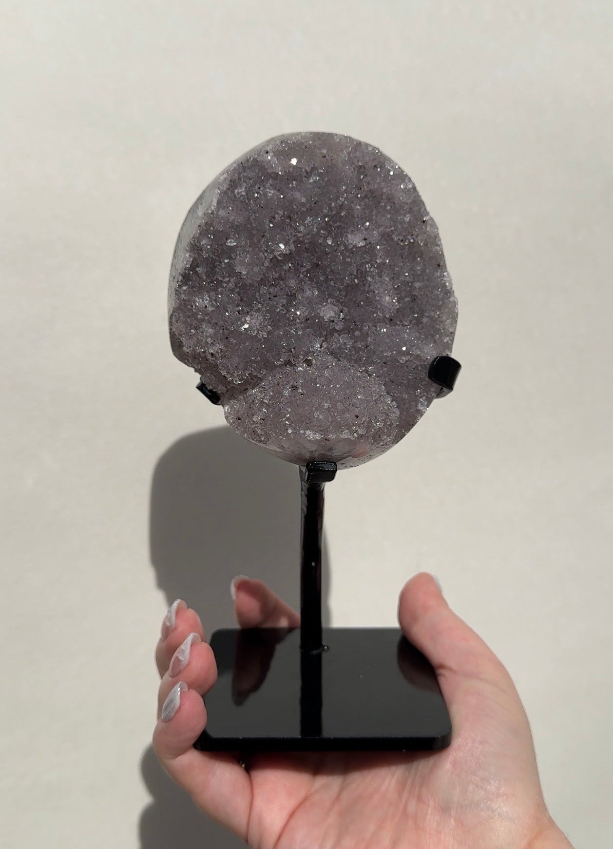 Druzy Uruguay Rainbow Amethyst on stand