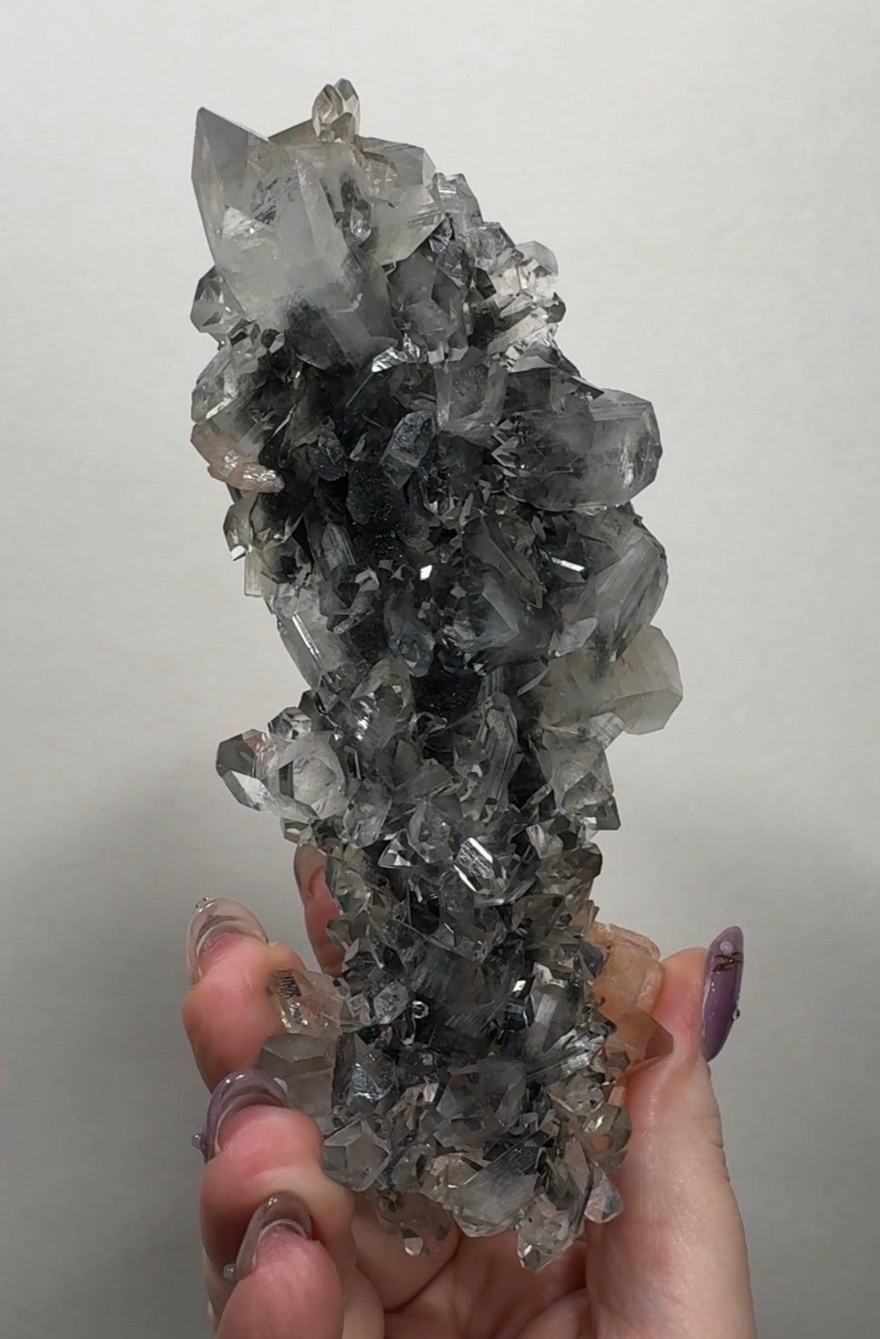 Diamond/Pink Apophyllite on Black Chalcedony | BDG