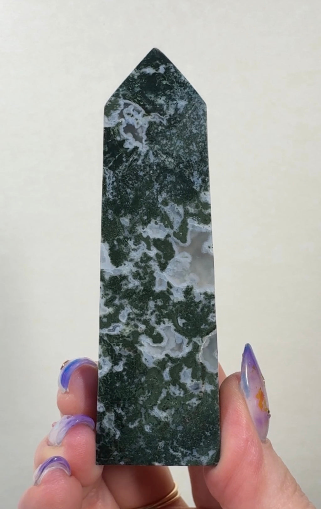 Moss Agate Tower with Pyrite inclusions | SM1