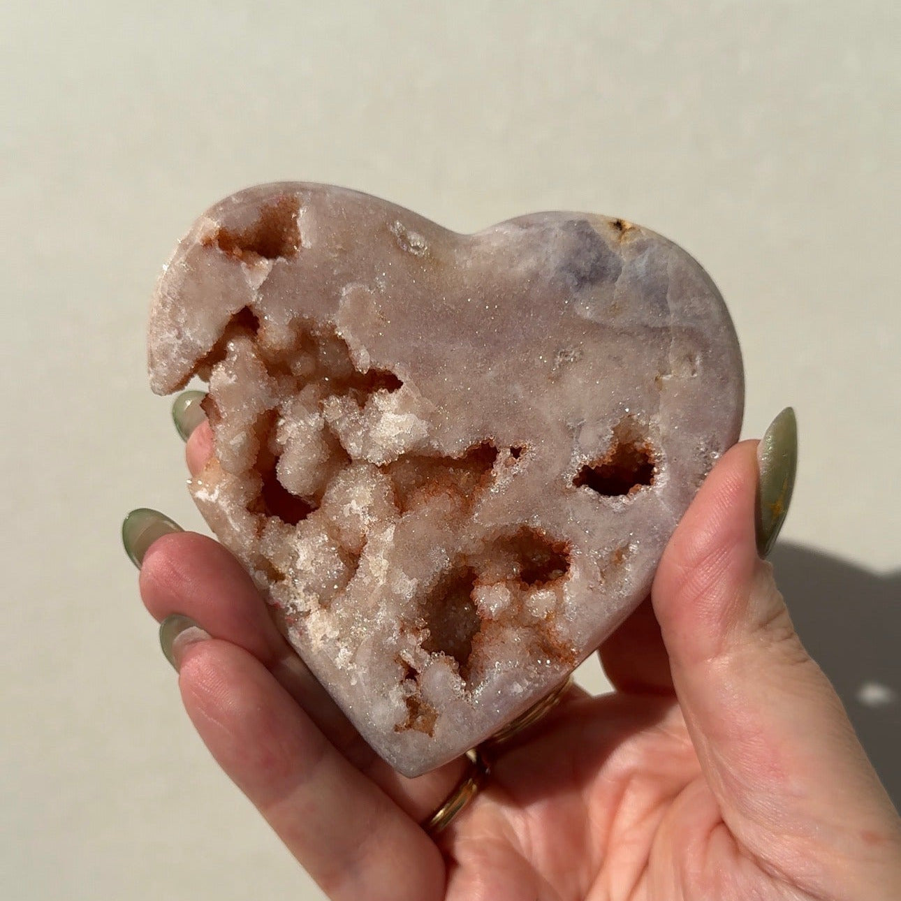 Druzy Pink Heart Amethyst