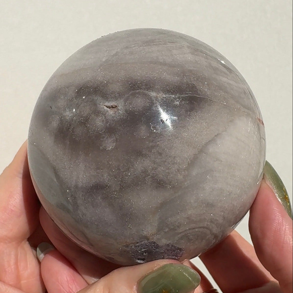 Druzy White Quartz Agate Sphere