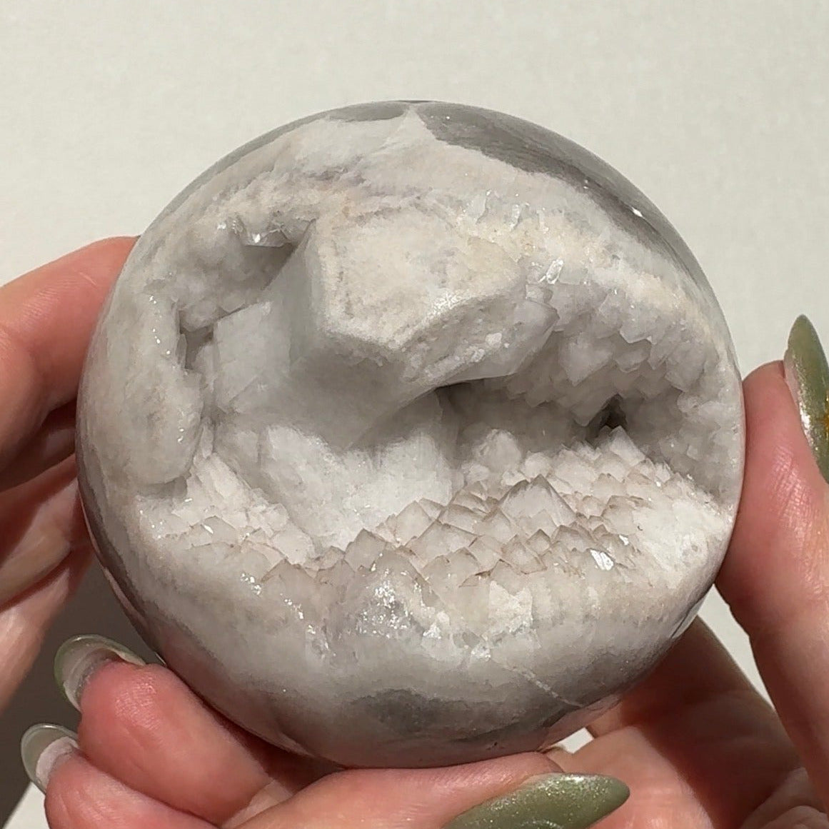 Druzy White Quartz Agate Sphere