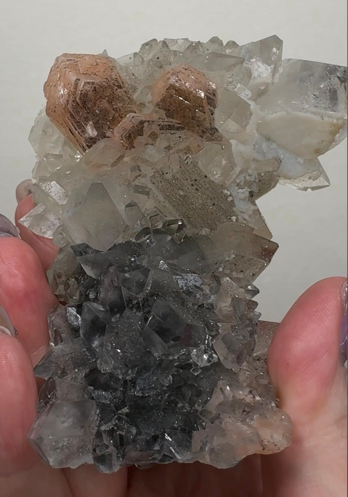 Diamond/Pink Apophyllite on Black Chalcedony with sugar | BDE