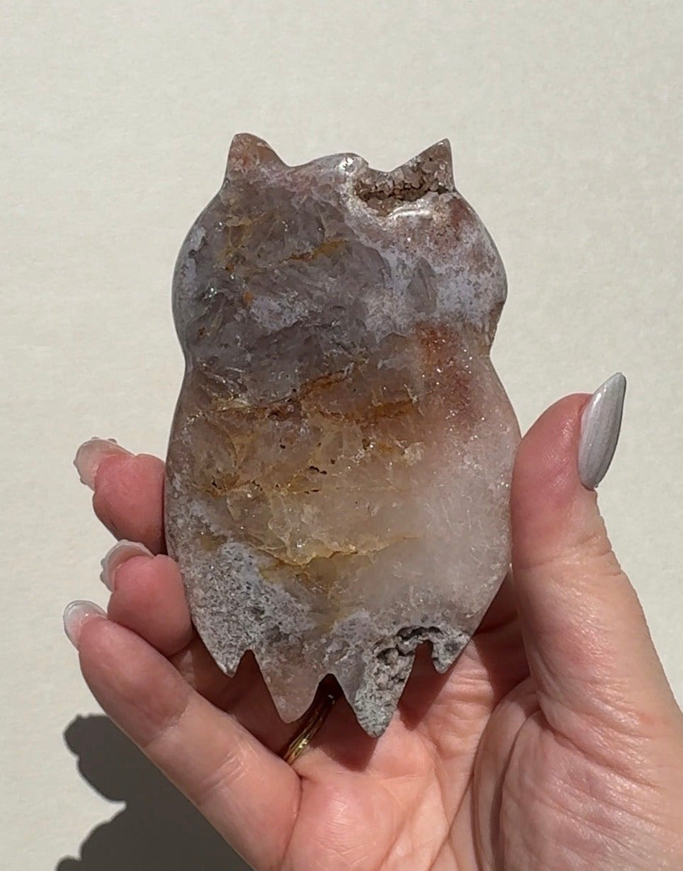 Druzy Pink Amethyst Owl