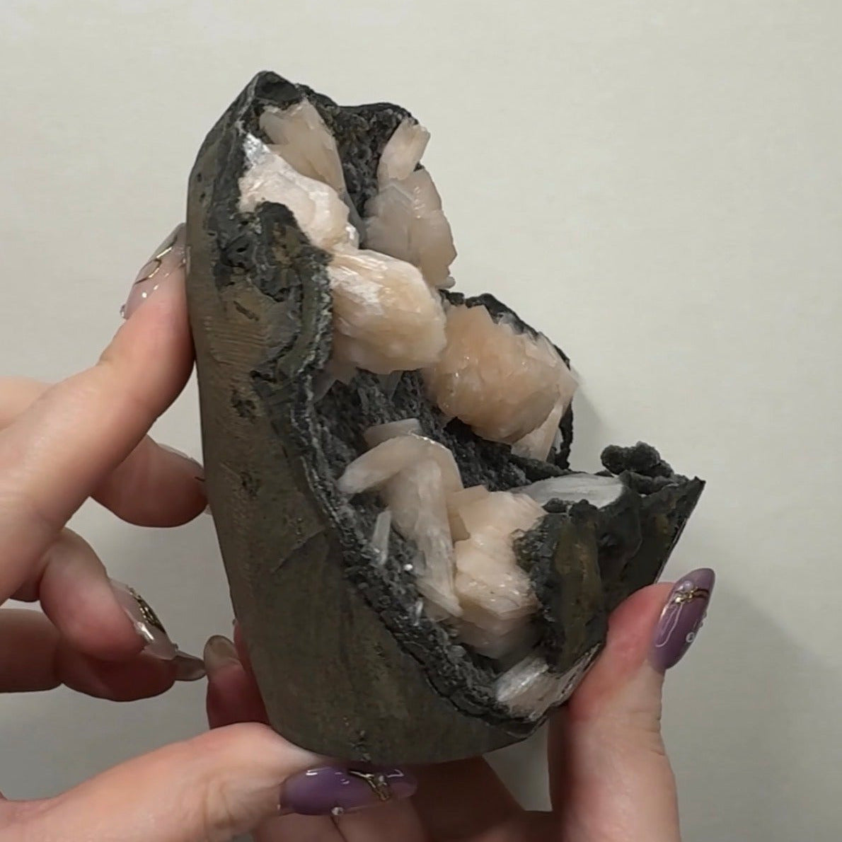 Pink Apophyllite on Black Chalcedony