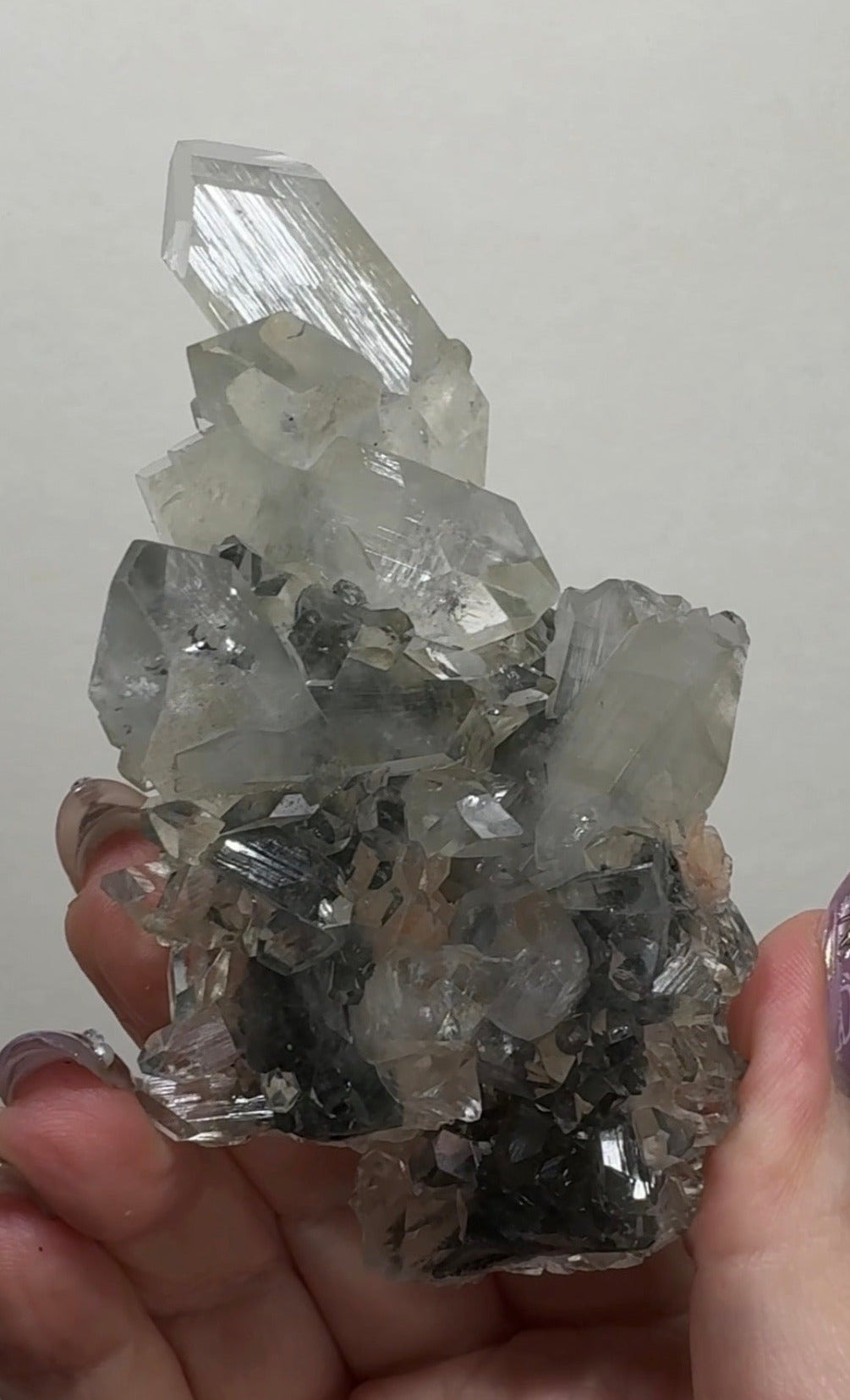 Diamond/Pink Apophyllite on Black Chalcedony | BDO