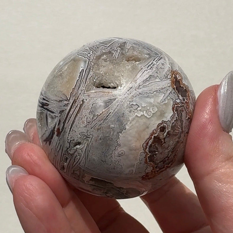 White Crazy Lace Agate Sphere