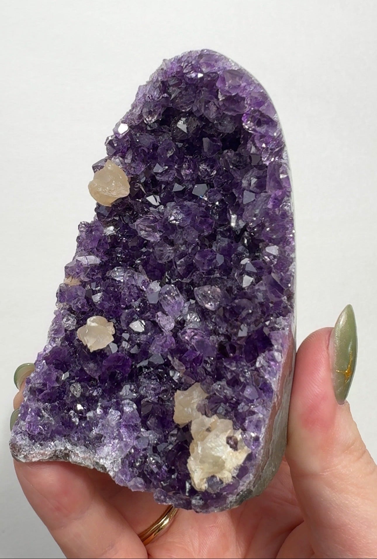Uruguay Purple Amethyst Cutbase with Calcite
