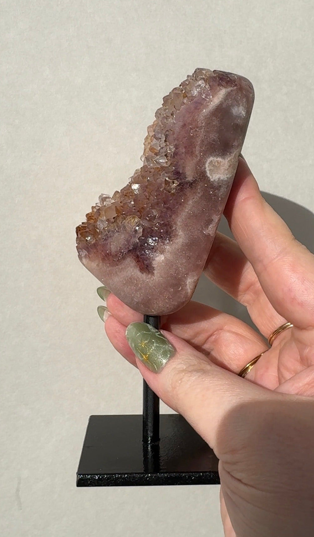 Pink Amethyst on stand