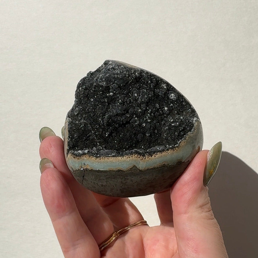 Black Amethyst Half Sphere Cutbase
