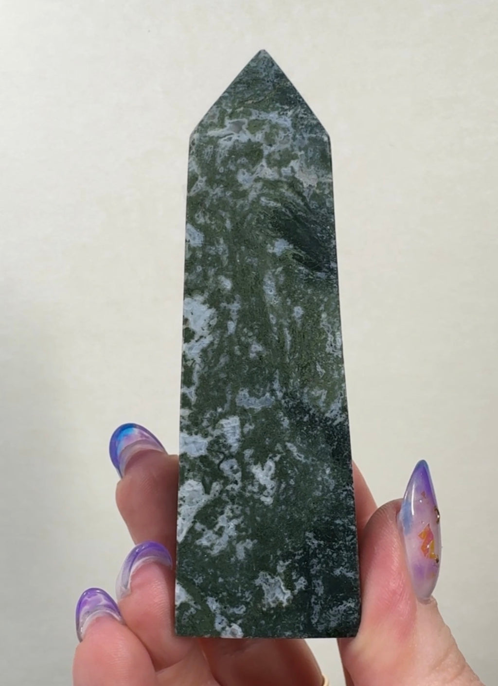 Moss Agate Tower with Pyrite inclusions | SM3