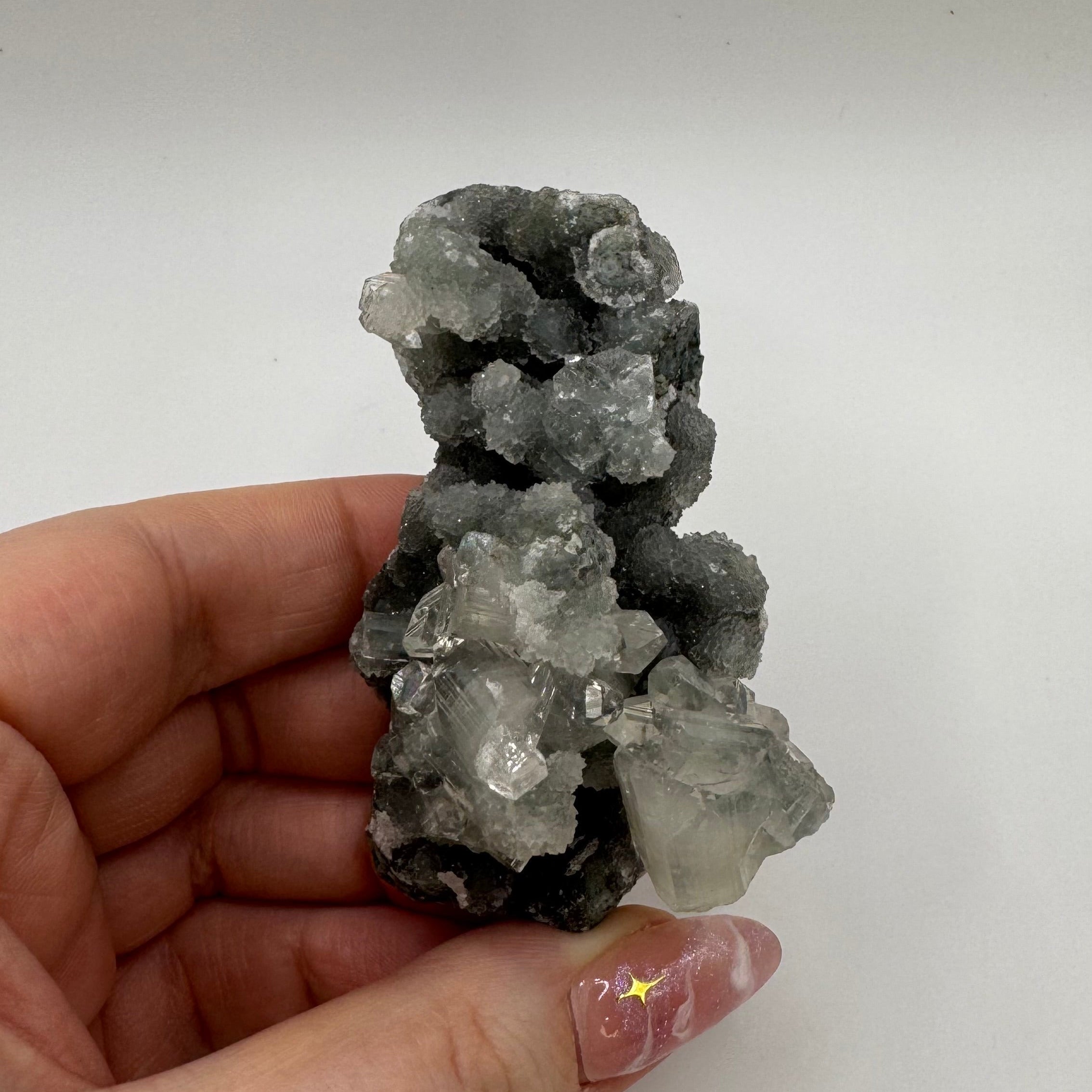 Black Chalcedony with Apophyllite