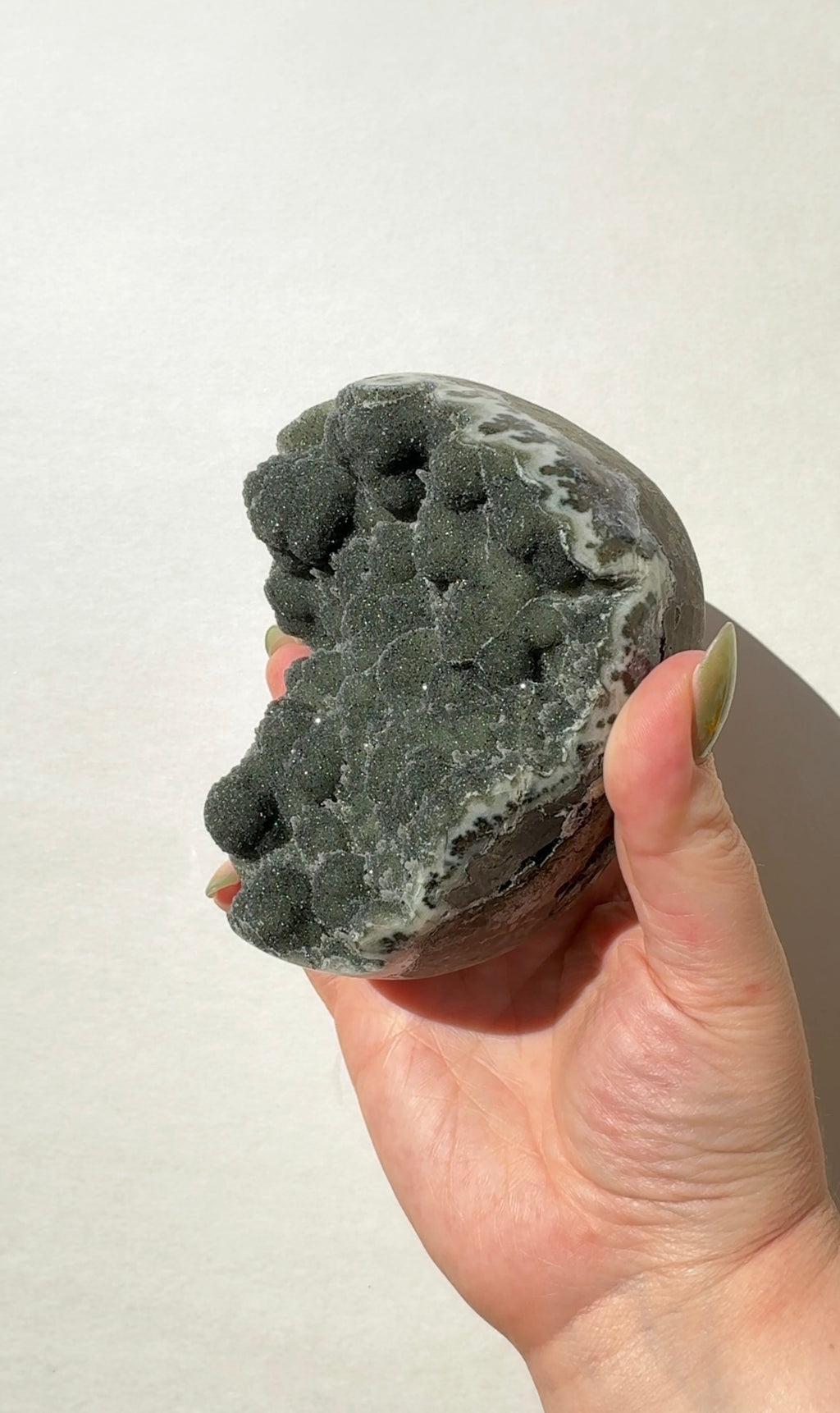 Black/Green Amethyst Half Sphere Cutbase