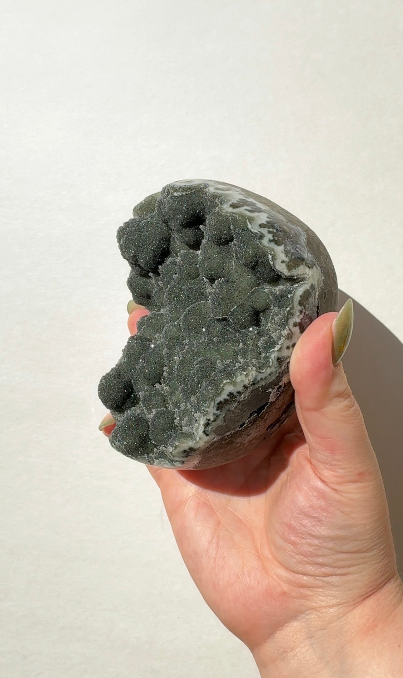 Black/Green Amethyst Half Sphere Cutbase
