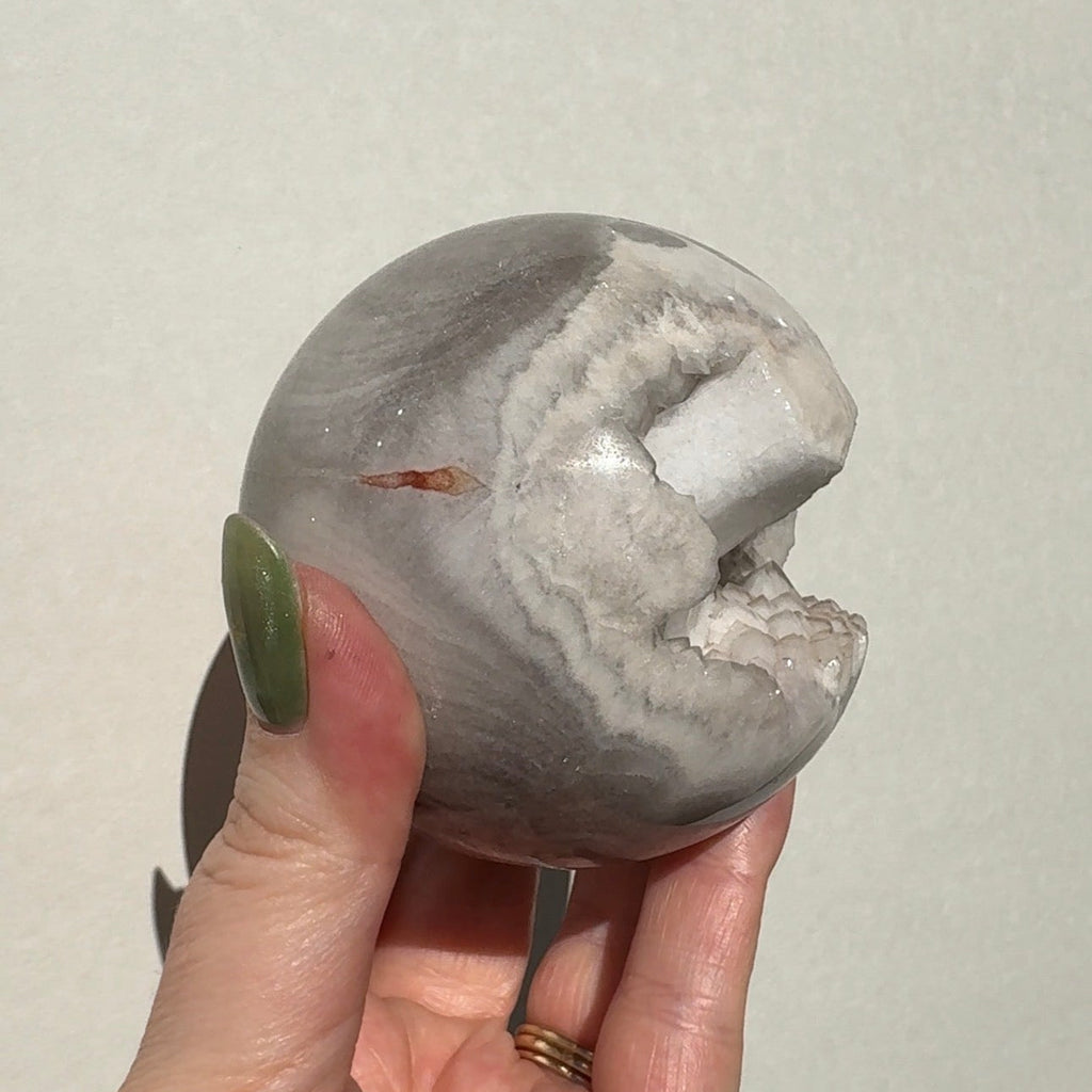 Druzy White Quartz Agate Sphere
