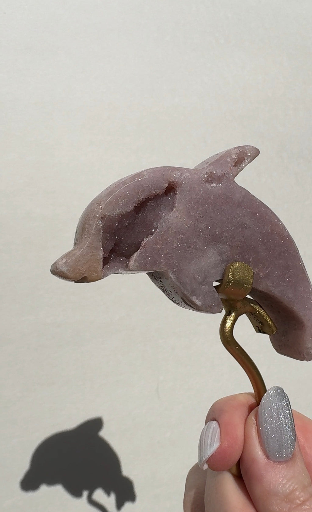 Druzy Pink Amethyst Dolphin