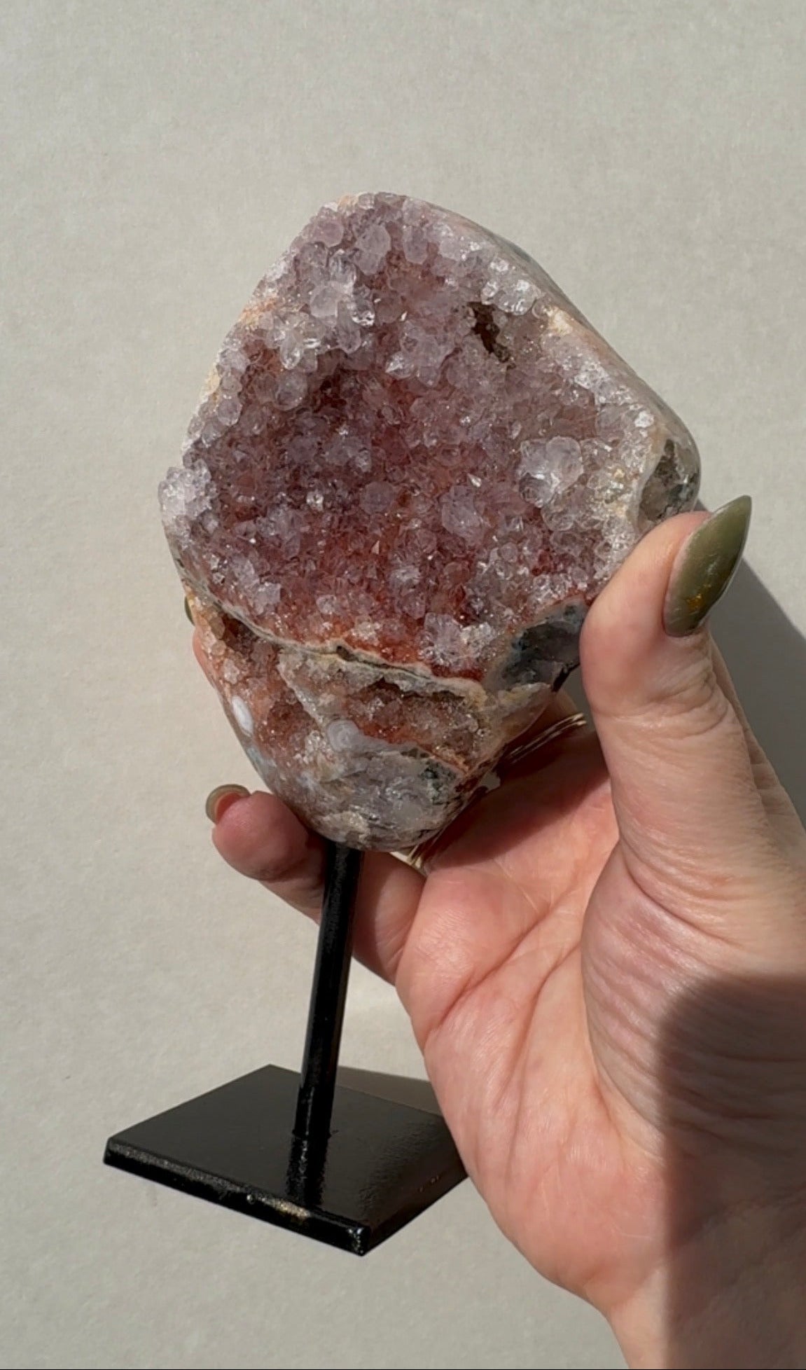 Pink Amethyst on stand