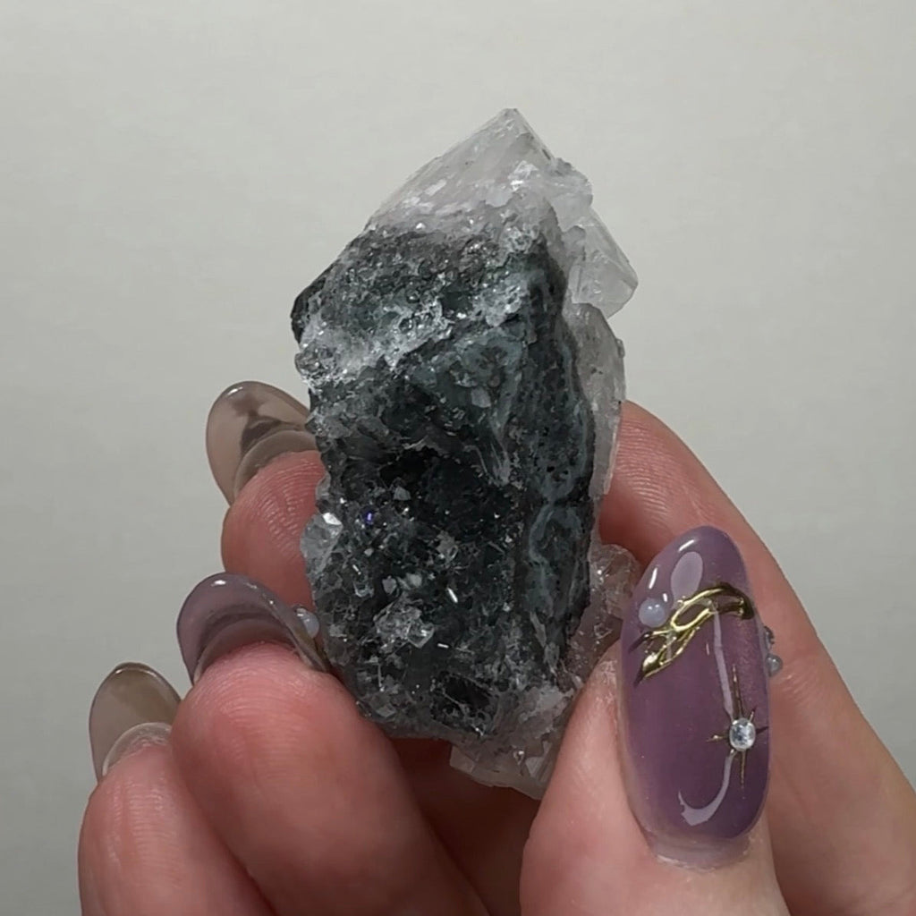 Diamond Apophyllite on Black Chalcedony