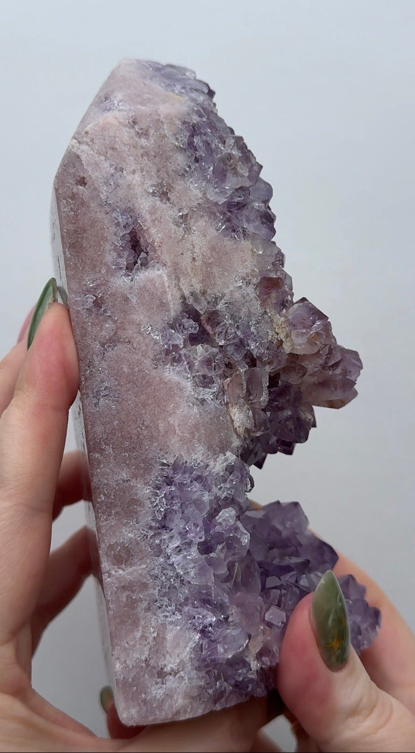 High Quality Druzy Pink Amethyst Tower