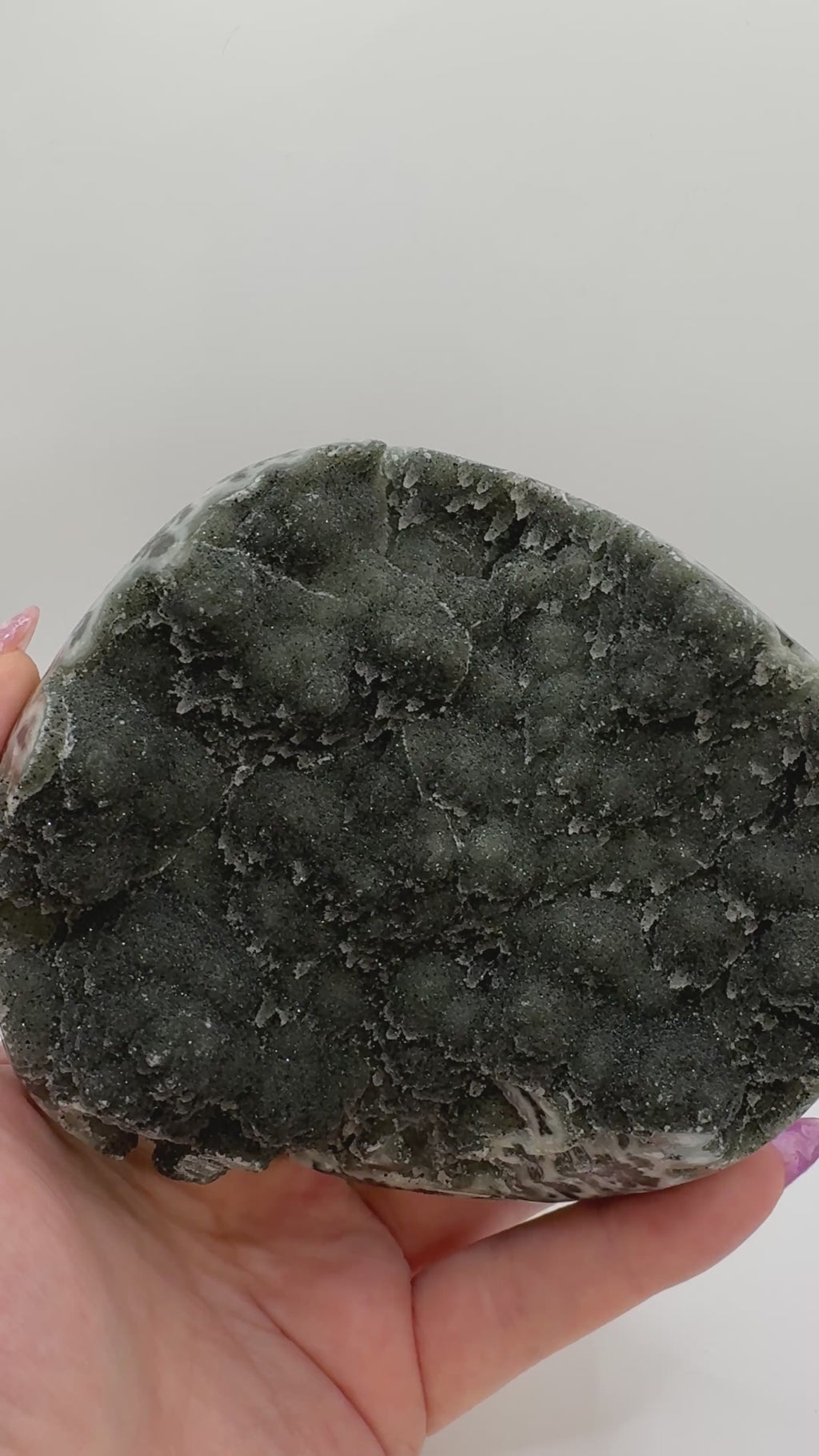 Black/Green Amethyst Half Sphere Cutbase